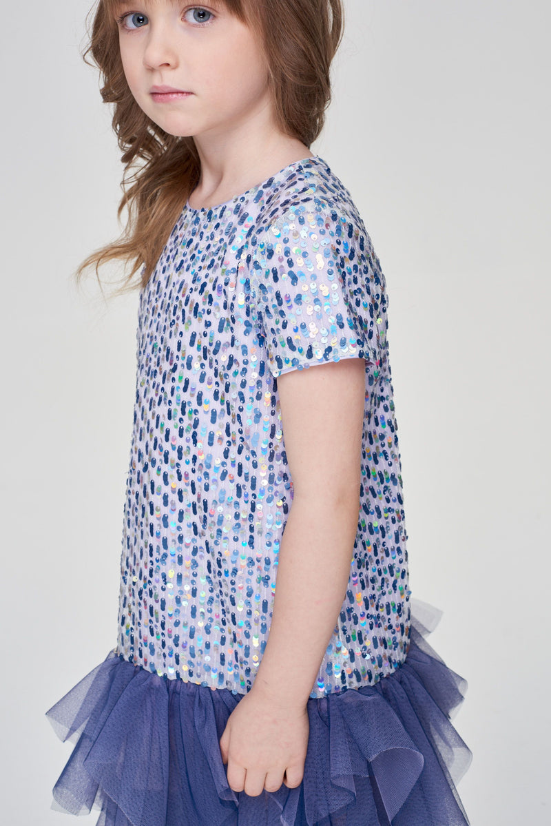 Sequins Smart Multitiered Dress, lavender/pink
