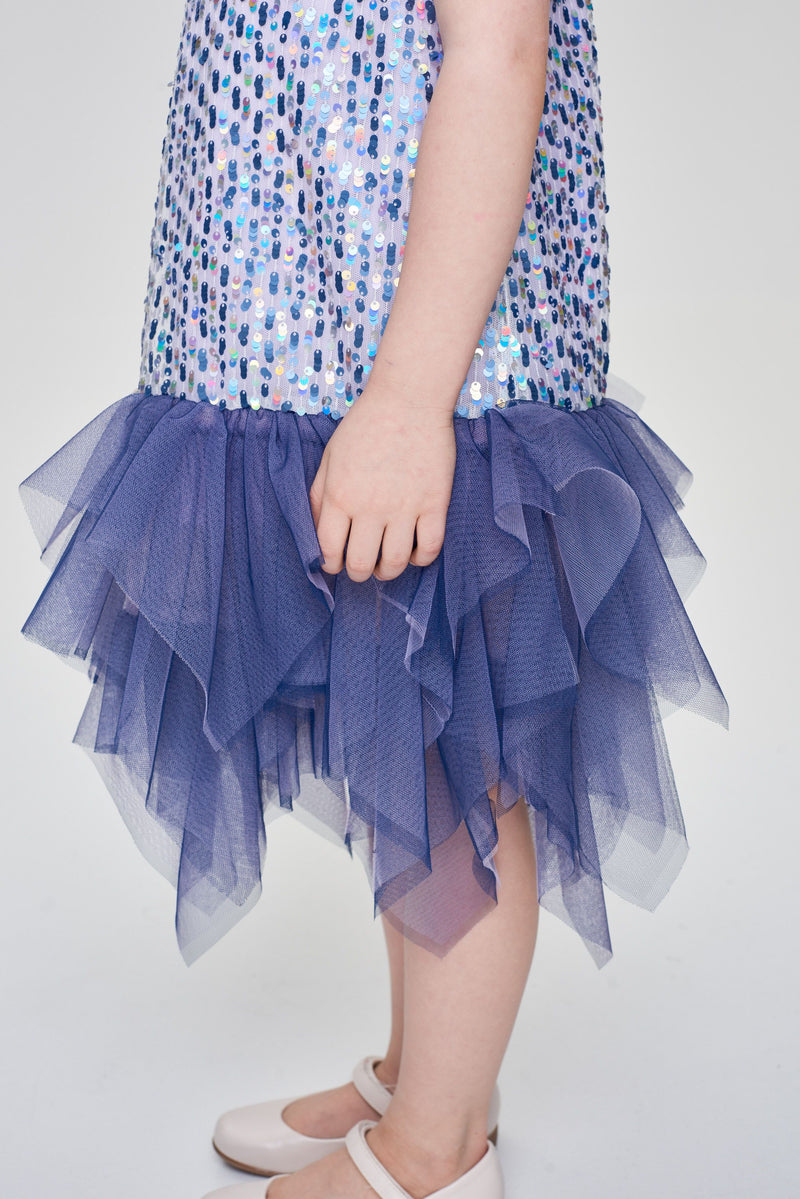Sequins Smart Multitiered Dress, lavender/pink