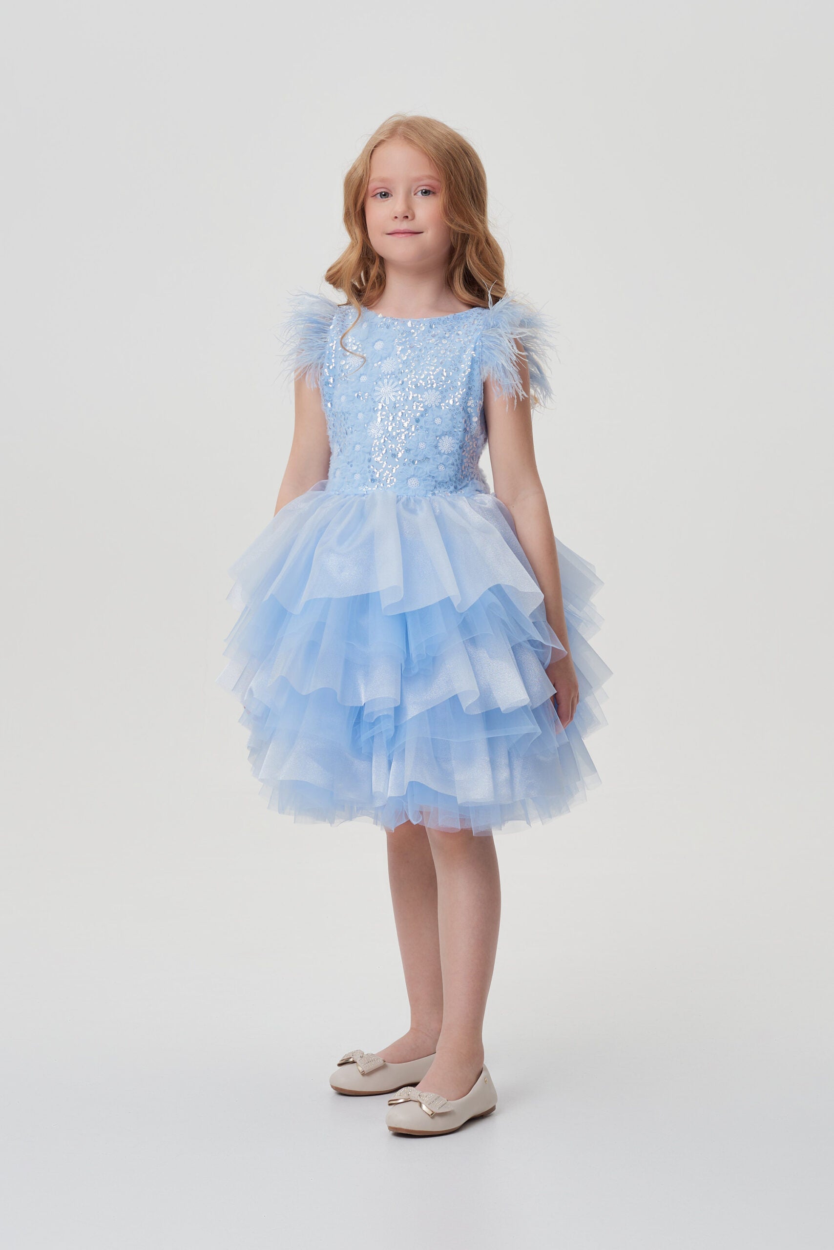 Sequins Decorated Fluffy Skirt Dress