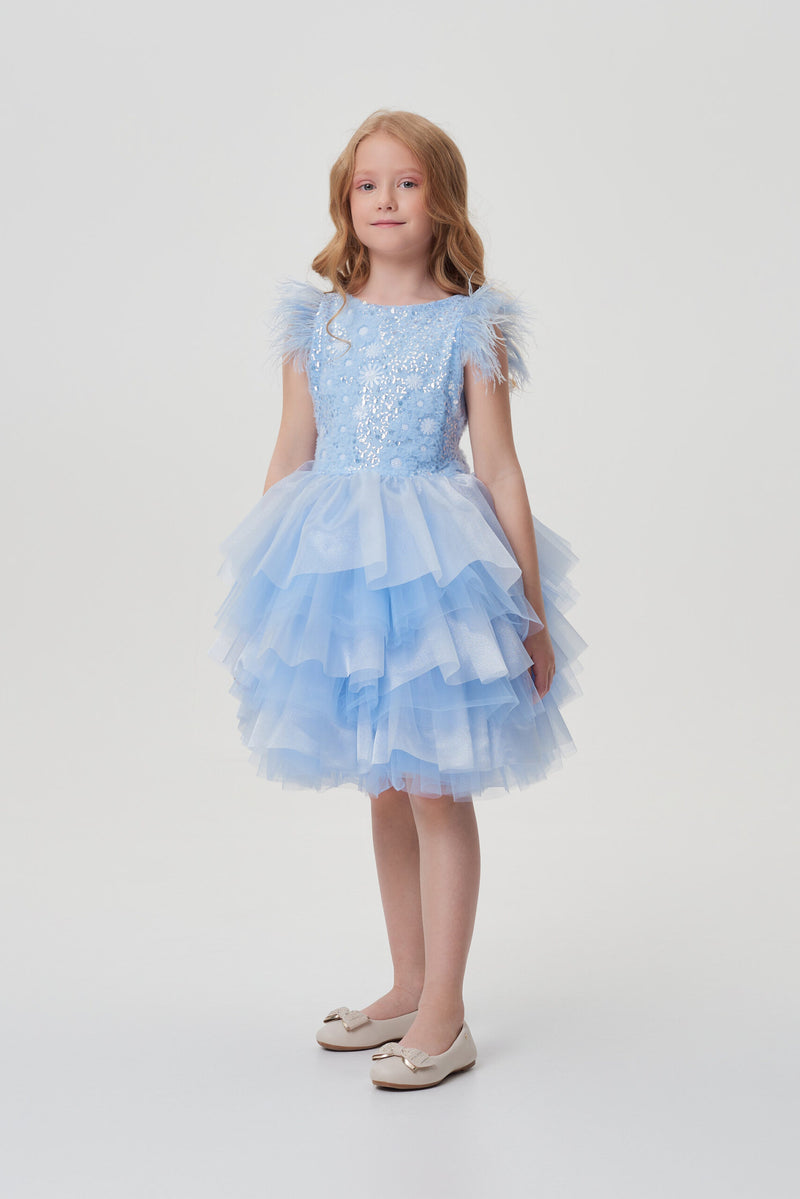 Sequins Decorated Fluffy Skirt Dress