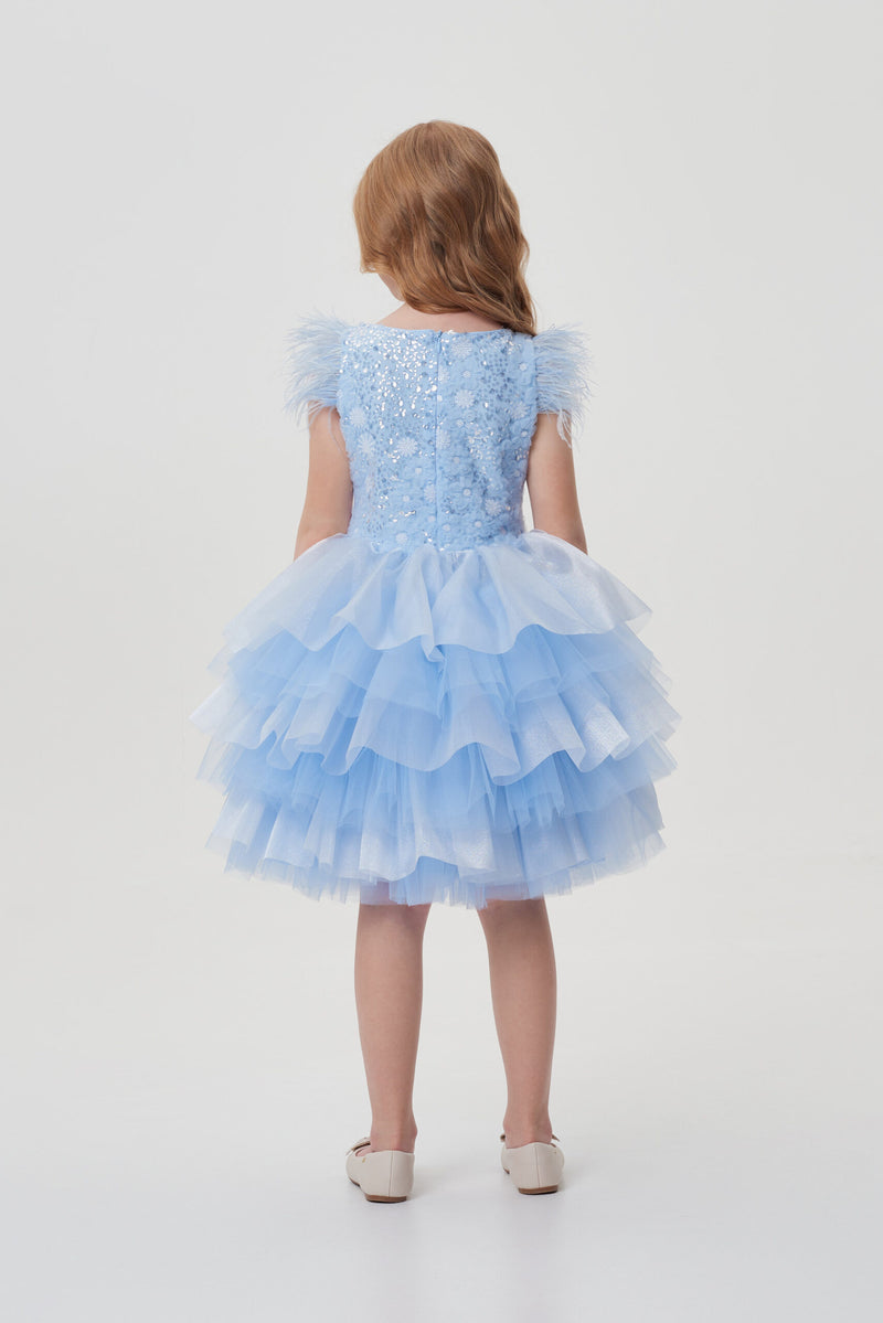 Sequins Decorated Fluffy Skirt Dress