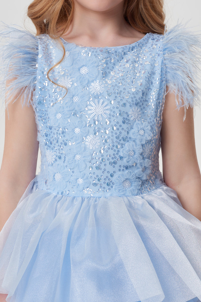 Sequins Decorated Fluffy Skirt Dress