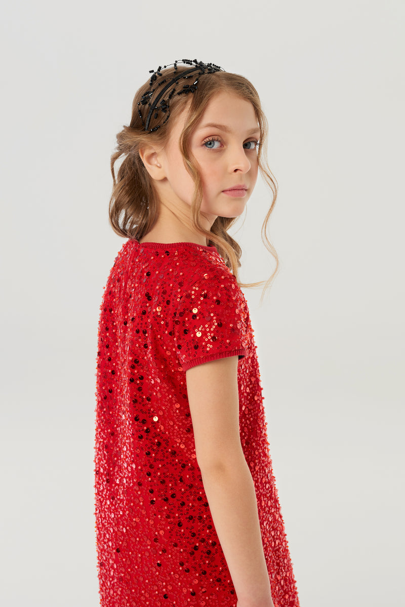 A-Silhouette Sequins Coctail Dress