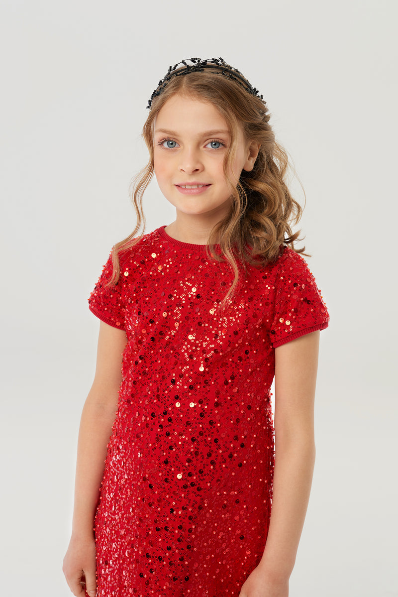 A-Silhouette Sequins Coctail Dress