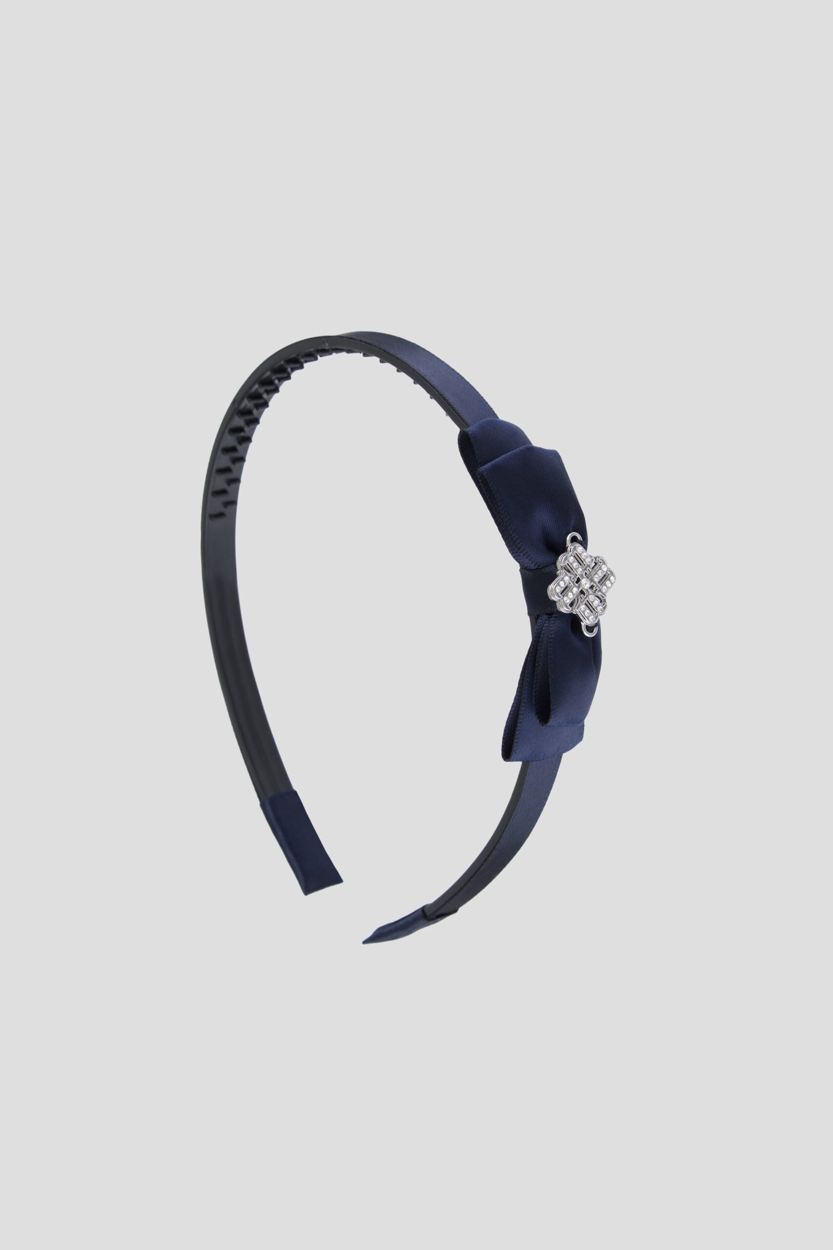Headband with Blue Bow and Silver Crystal Logo
