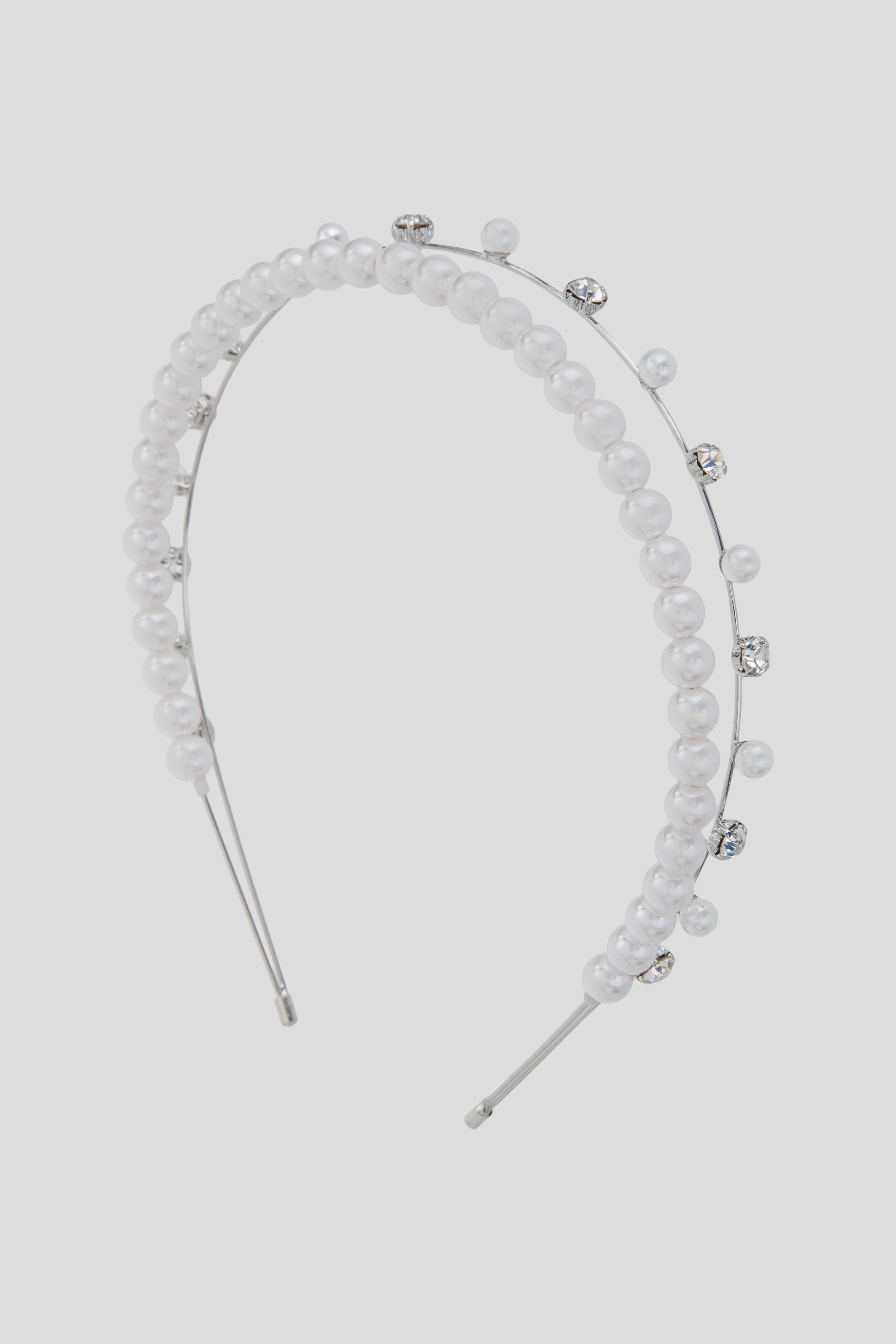 Double Headband with Pearls and Crystals