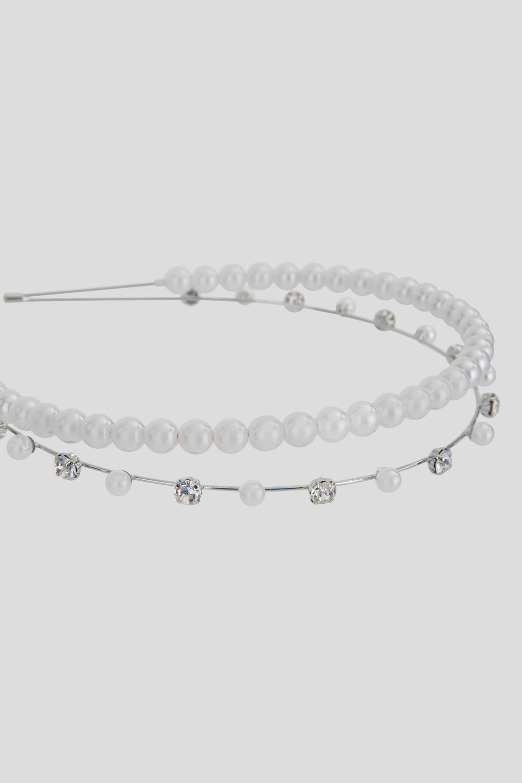 Double Headband with Pearls and Crystals