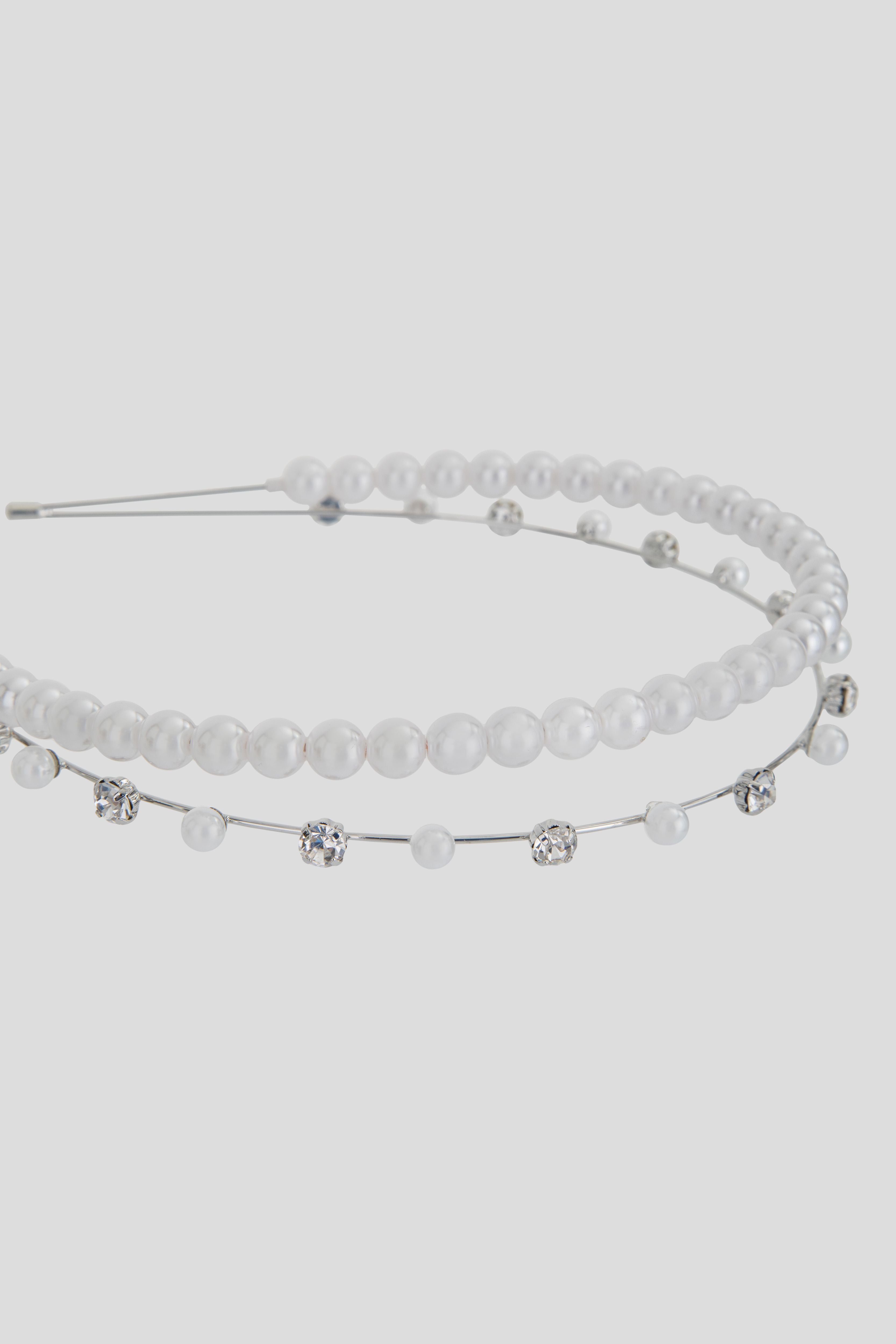 Double Headband with Pearls and Crystals