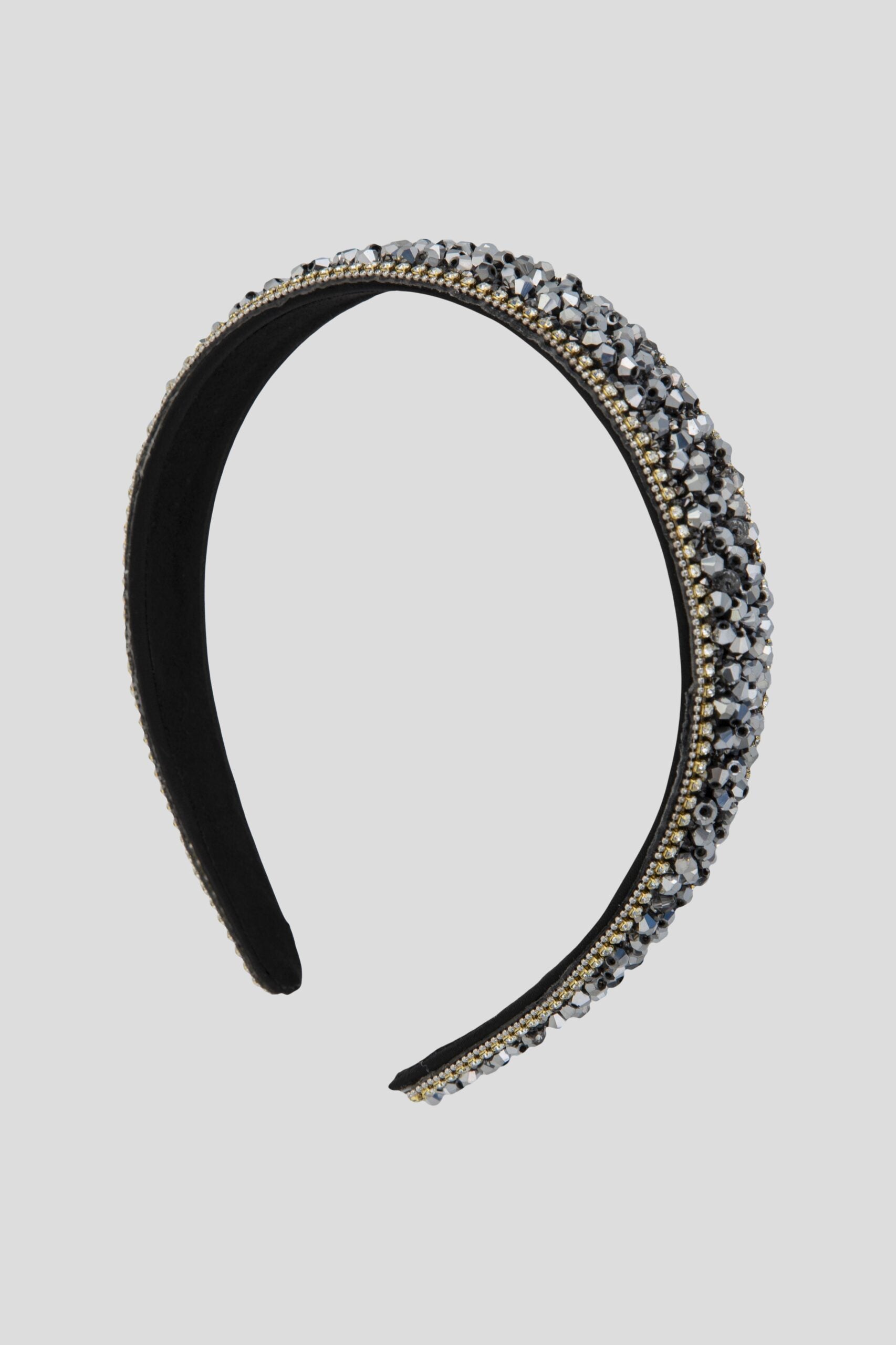 Black Silver Crystals Headband