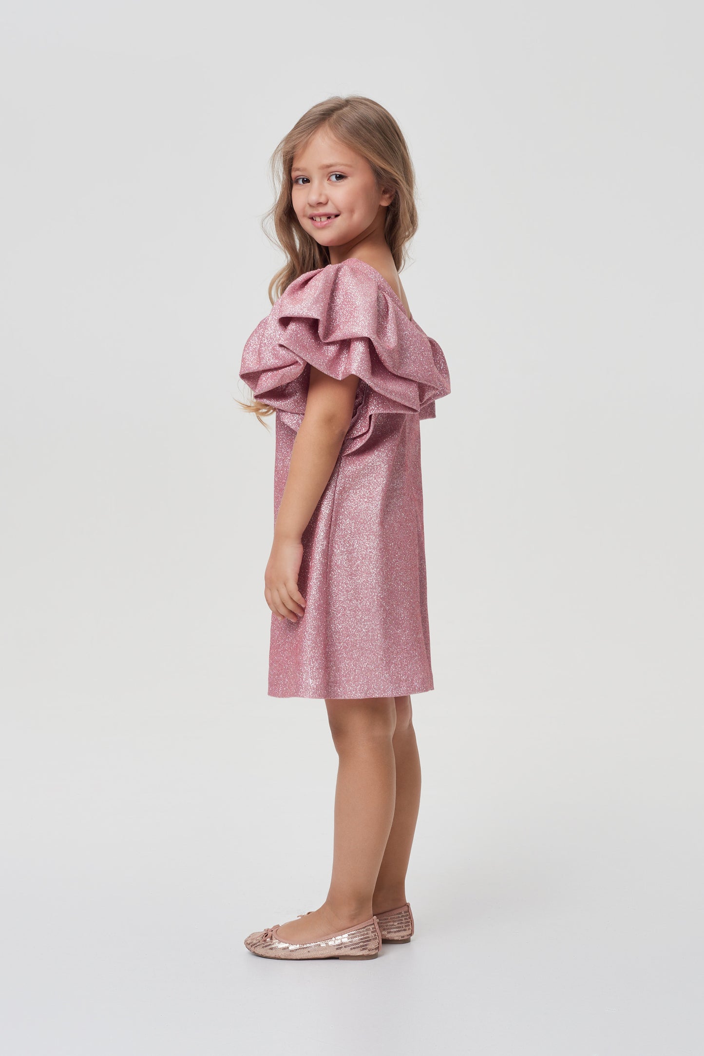 Flounces Sleeves Shimmering Coctail Dress