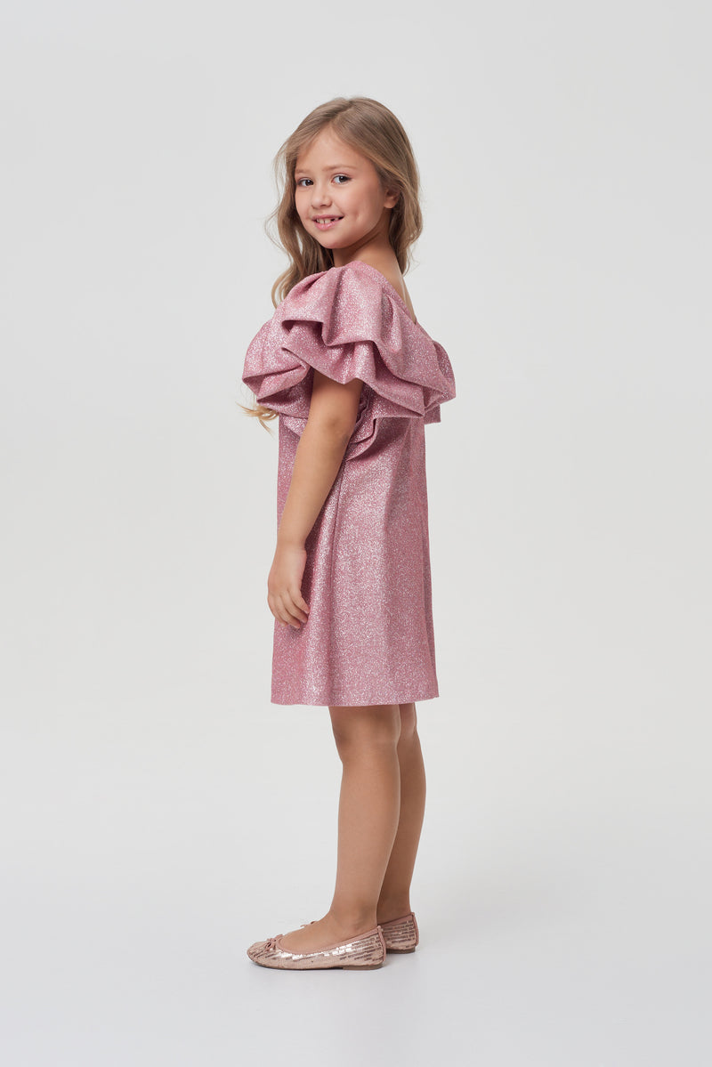 Flounces Sleeves Shimmering Coctail Dress