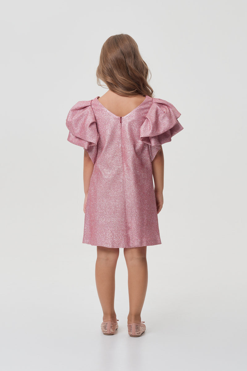 Flounces Sleeves Shimmering Coctail Dress