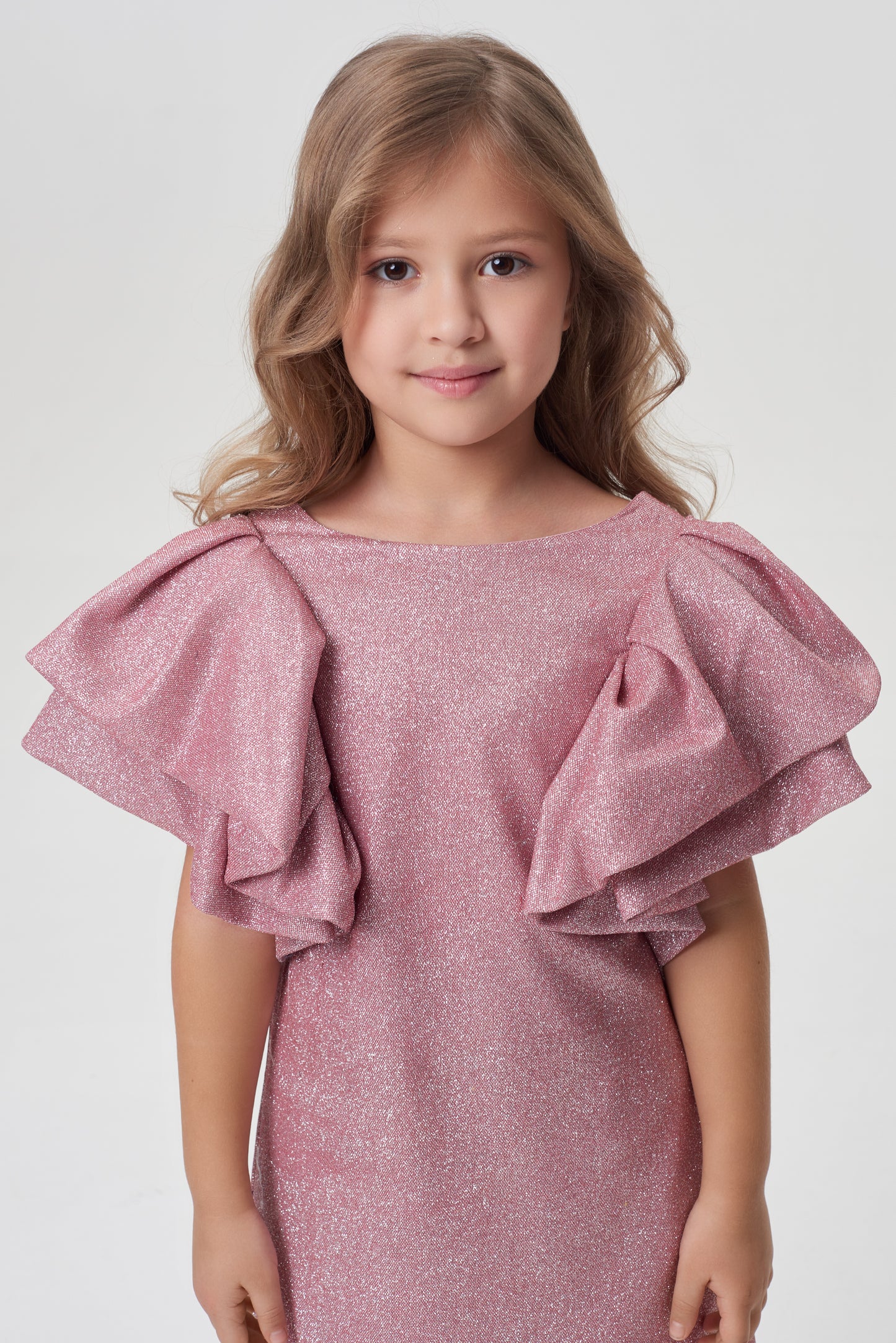 Flounces Sleeves Shimmering Coctail Dress