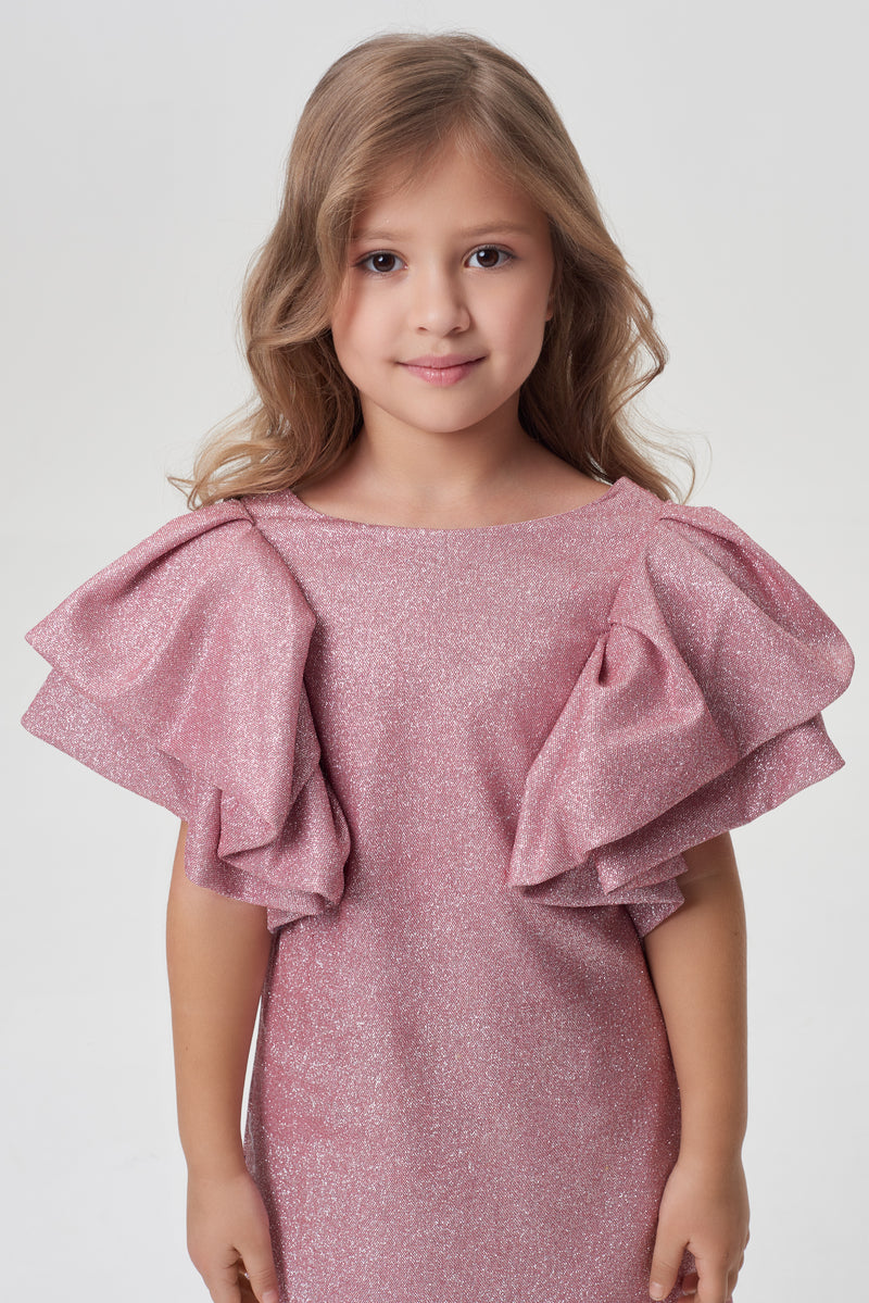 Flounces Sleeves Shimmering Coctail Dress