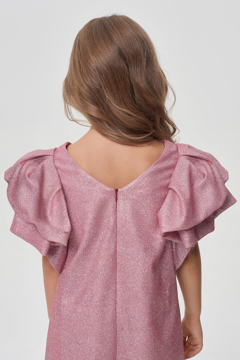 Flounces Sleeves Shimmering Coctail Dress
