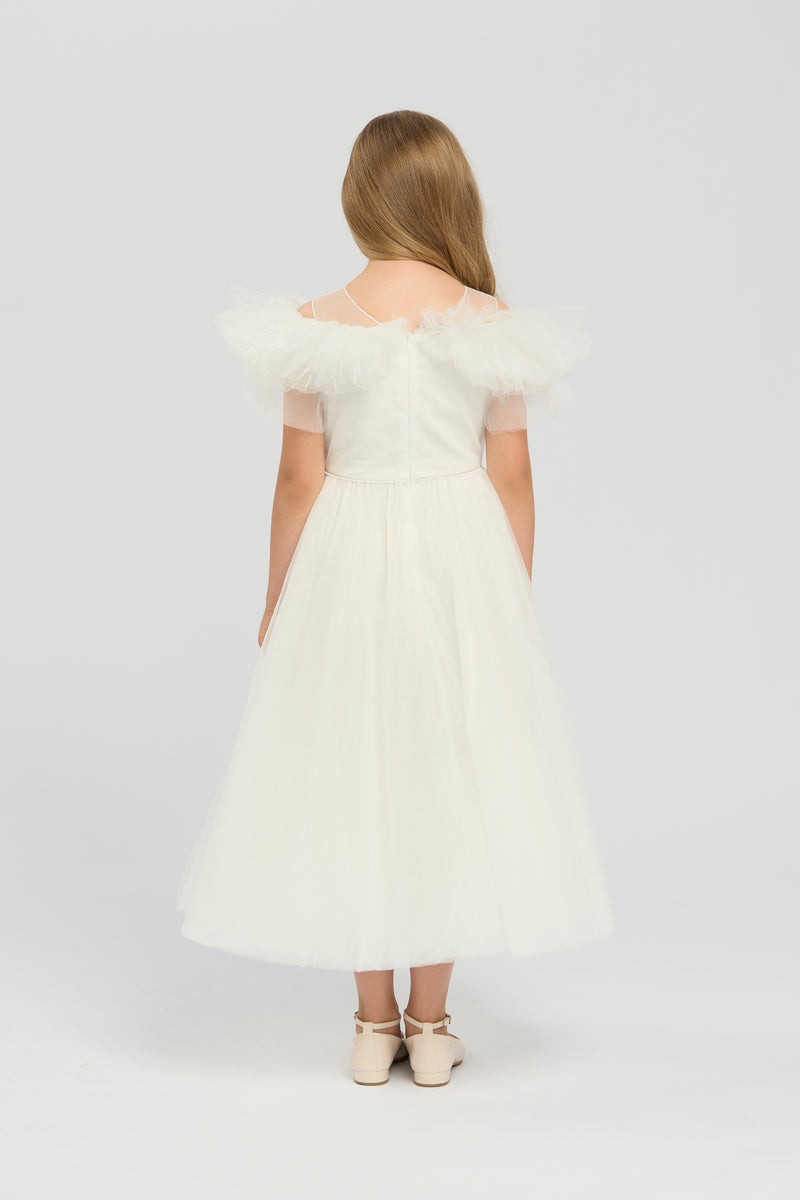 3D Flowers Decorated Fluffy Skirt Dress
