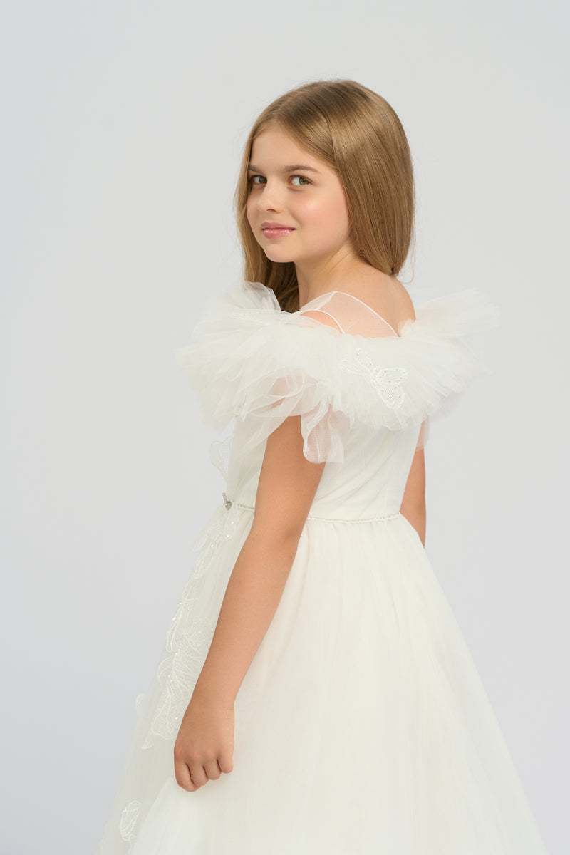 3D Flowers Decorated Fluffy Skirt Dress