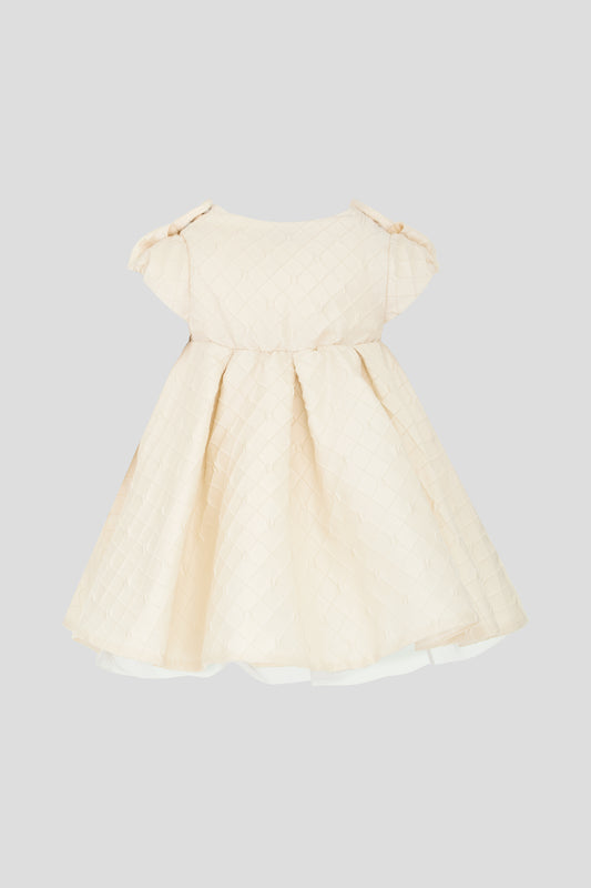 Cream Elegant Quilted Dress