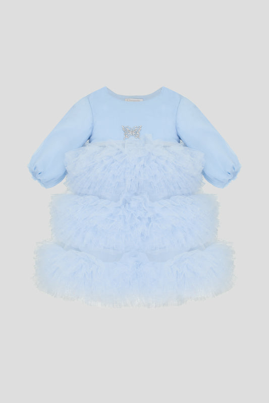Light Blue Fluffy Skirt Dress