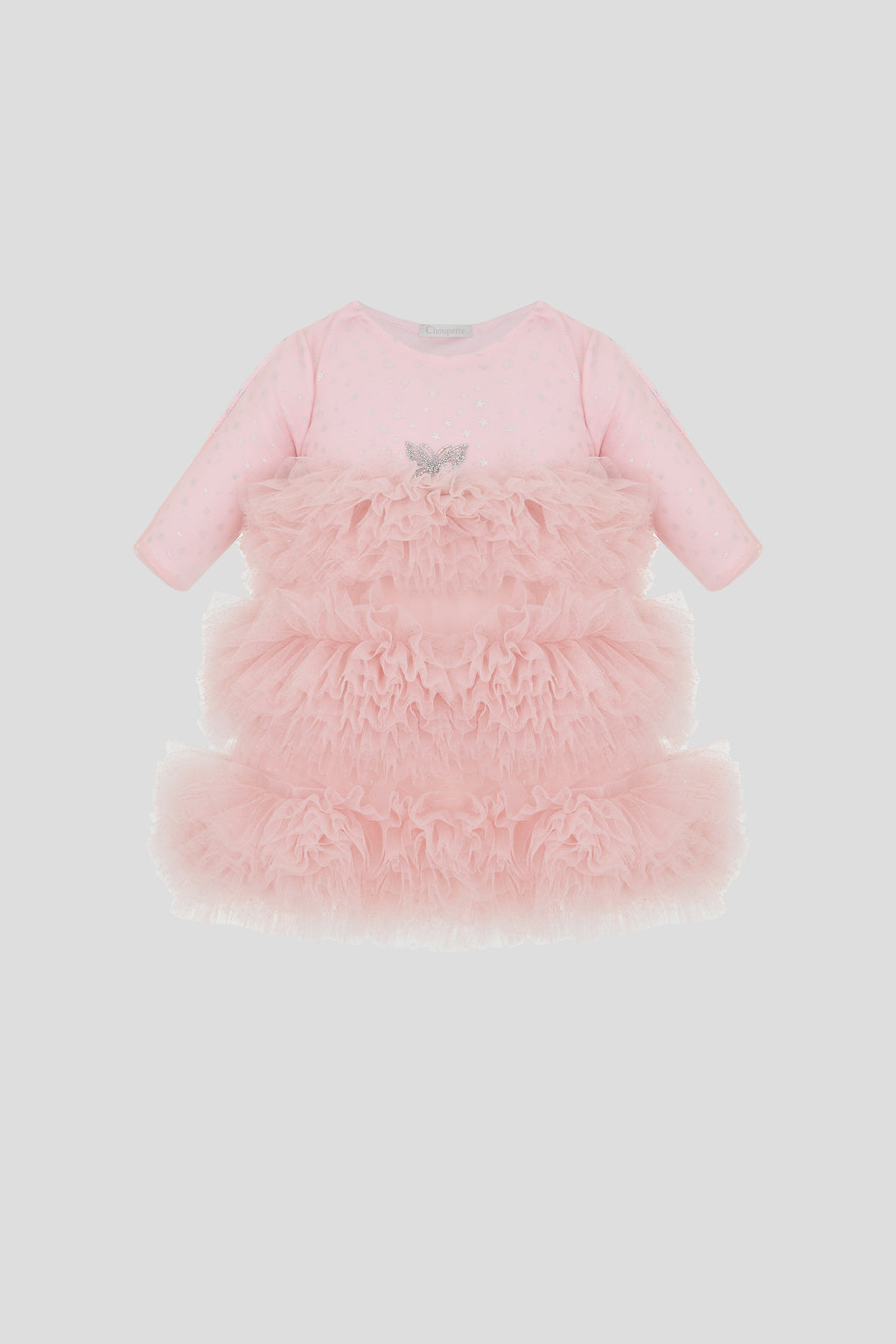 Elegant Peach Fluffy Skirt Dress