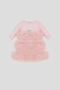 Elegant Peach Fluffy Skirt Dress