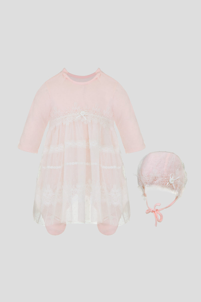 Elegant Princess Set with French laces, pink