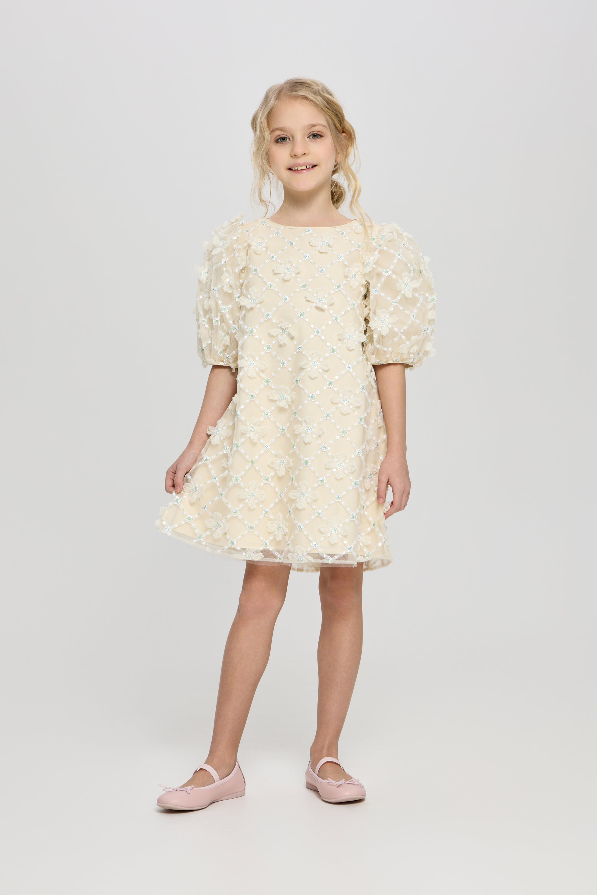 Flower Sequence Cocktail Dress, pistachio