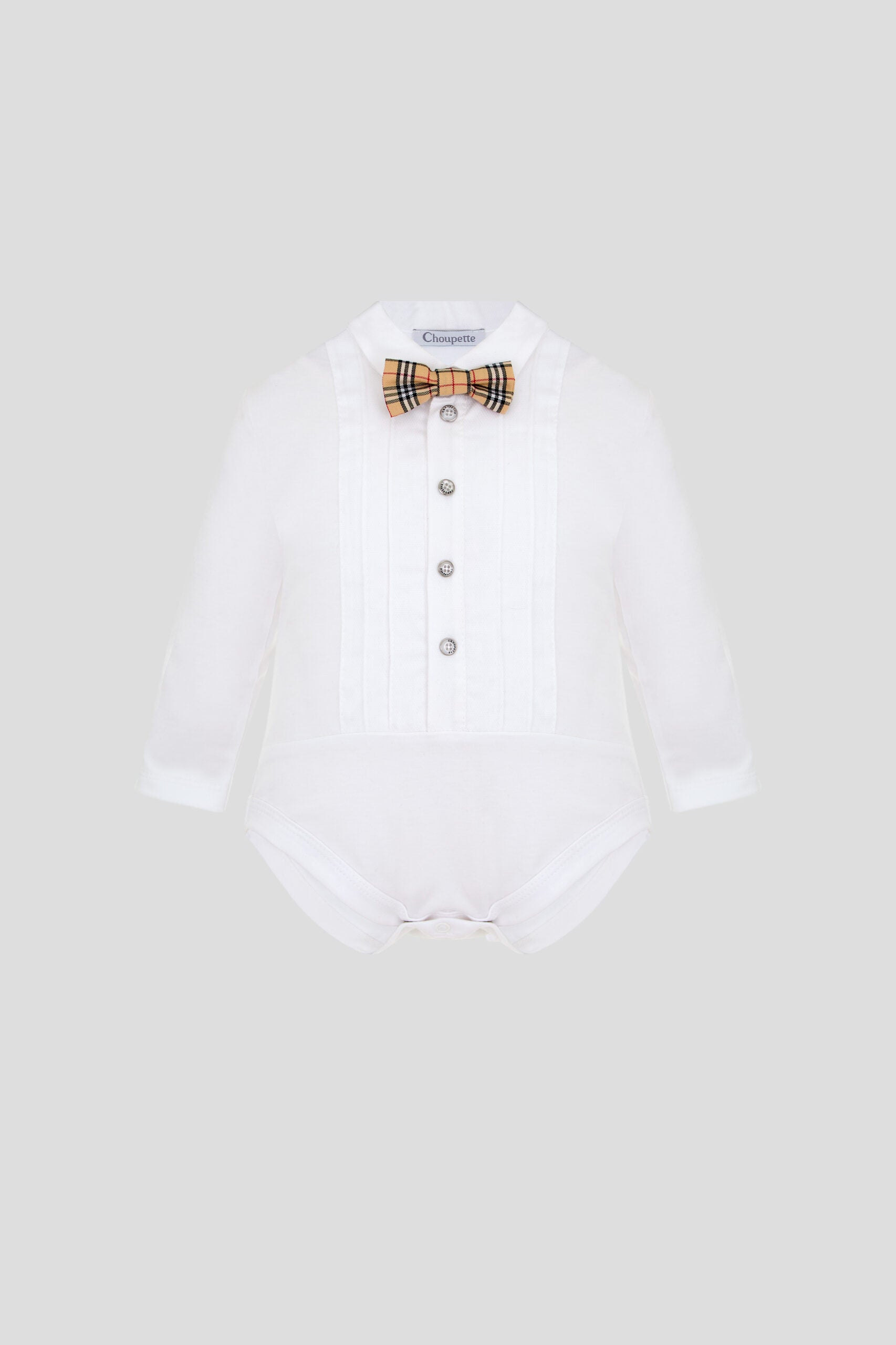 Elegant set (bodysuit and pants), ecru / check