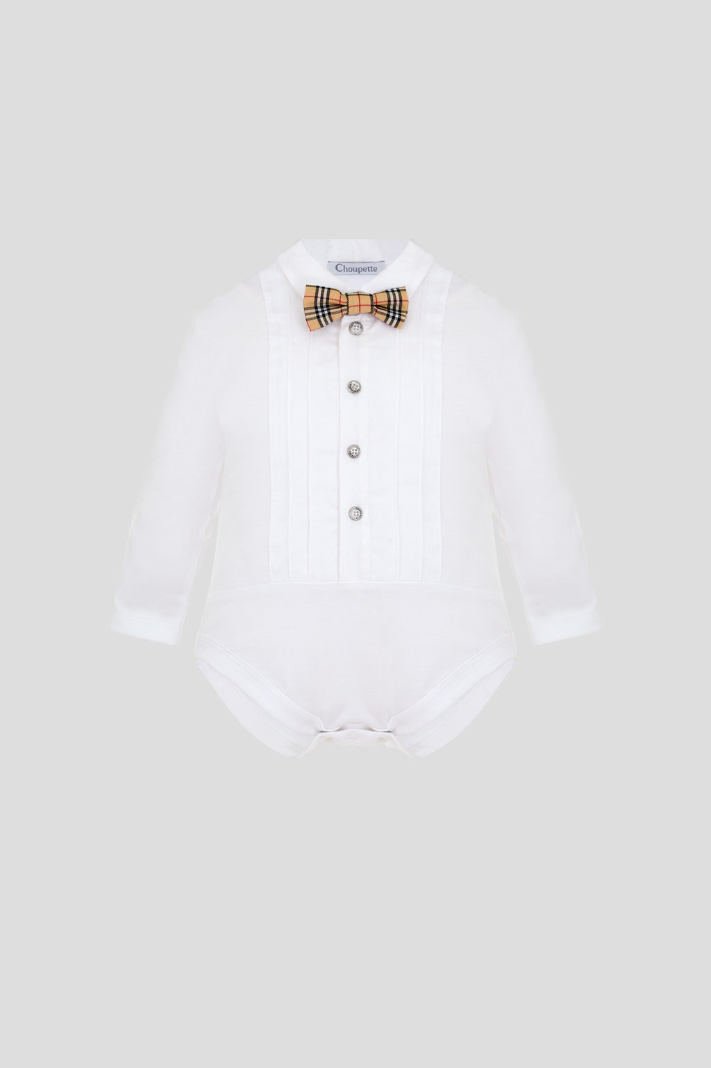 Elegant set (bodysuit and pants), ecru / check