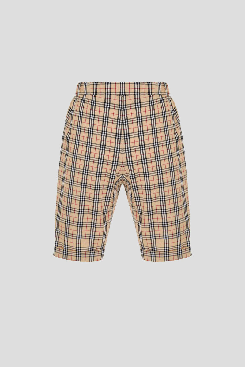 Elegant set (bodysuit and pants), ecru / check