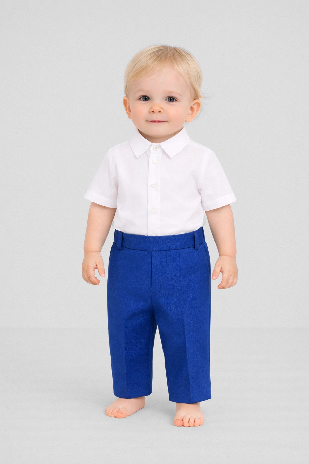 Cornflower Blue Cotton-Blend Trousers