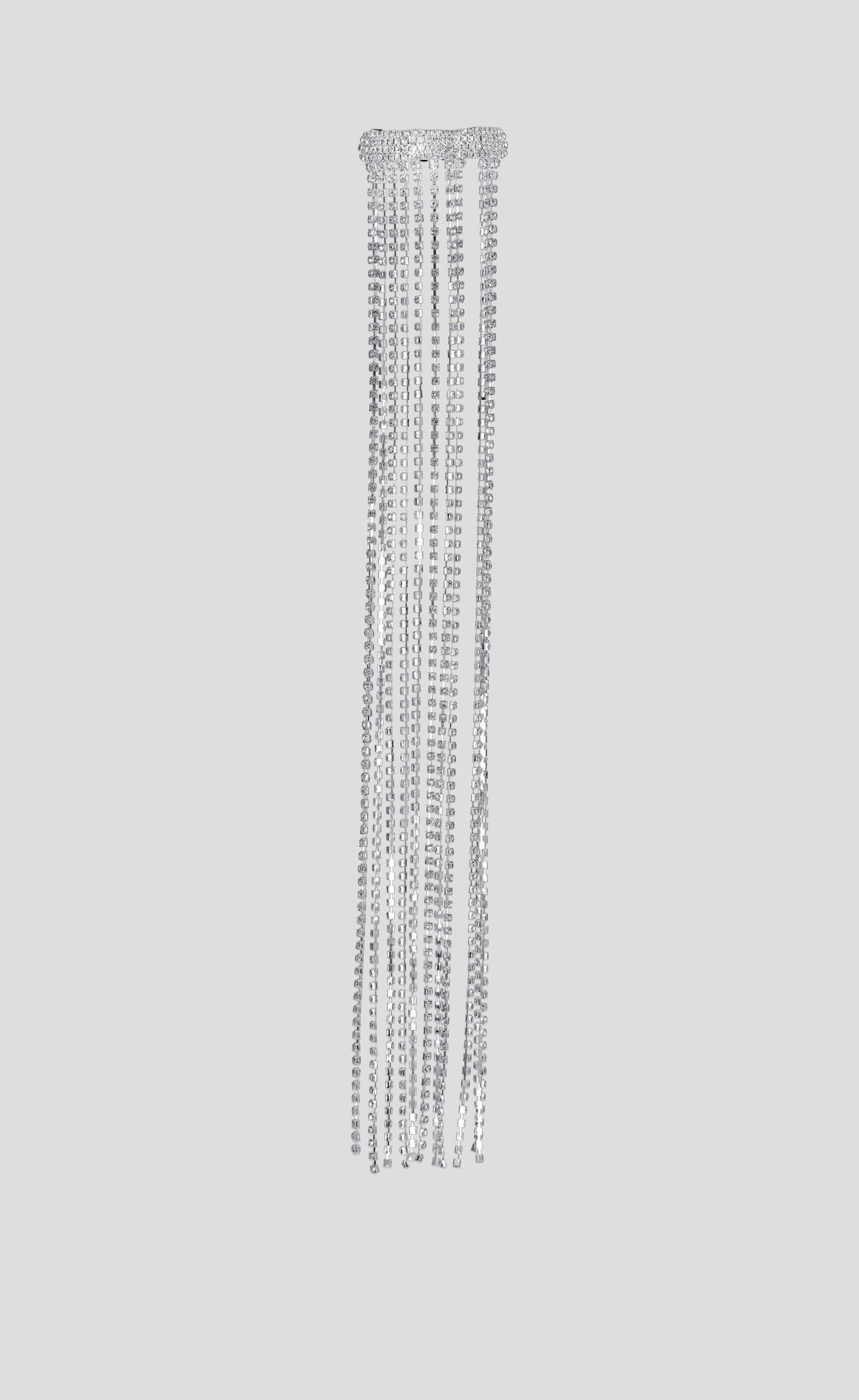 Hair Clip with Long Silver Strings with Crystals