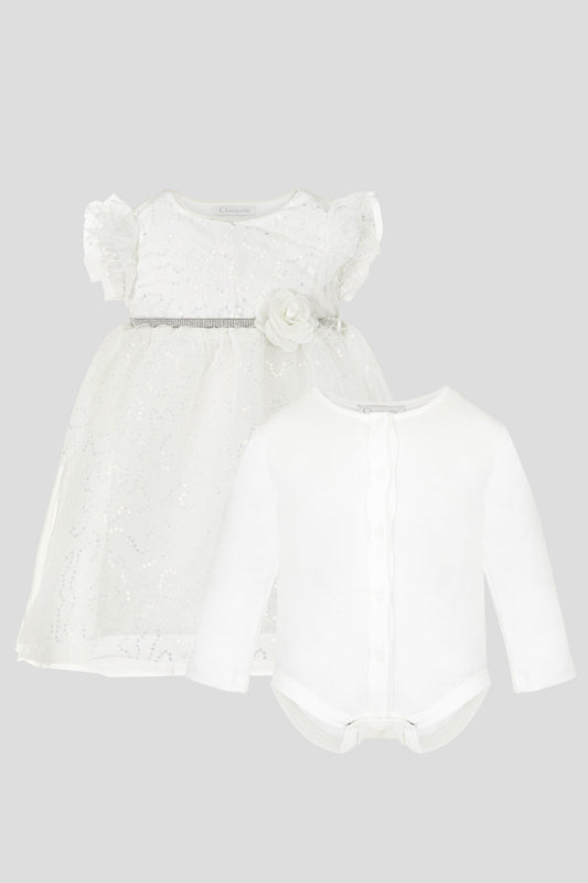 Beautiful White Dress with Bodysuit