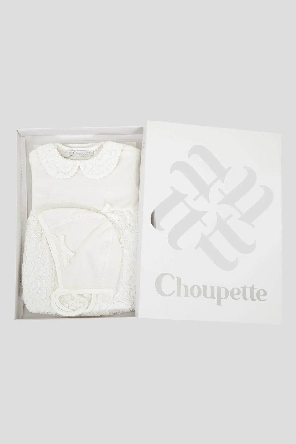Gentle Lace Set "Ceremony" (overall and bonnet)born baby girl