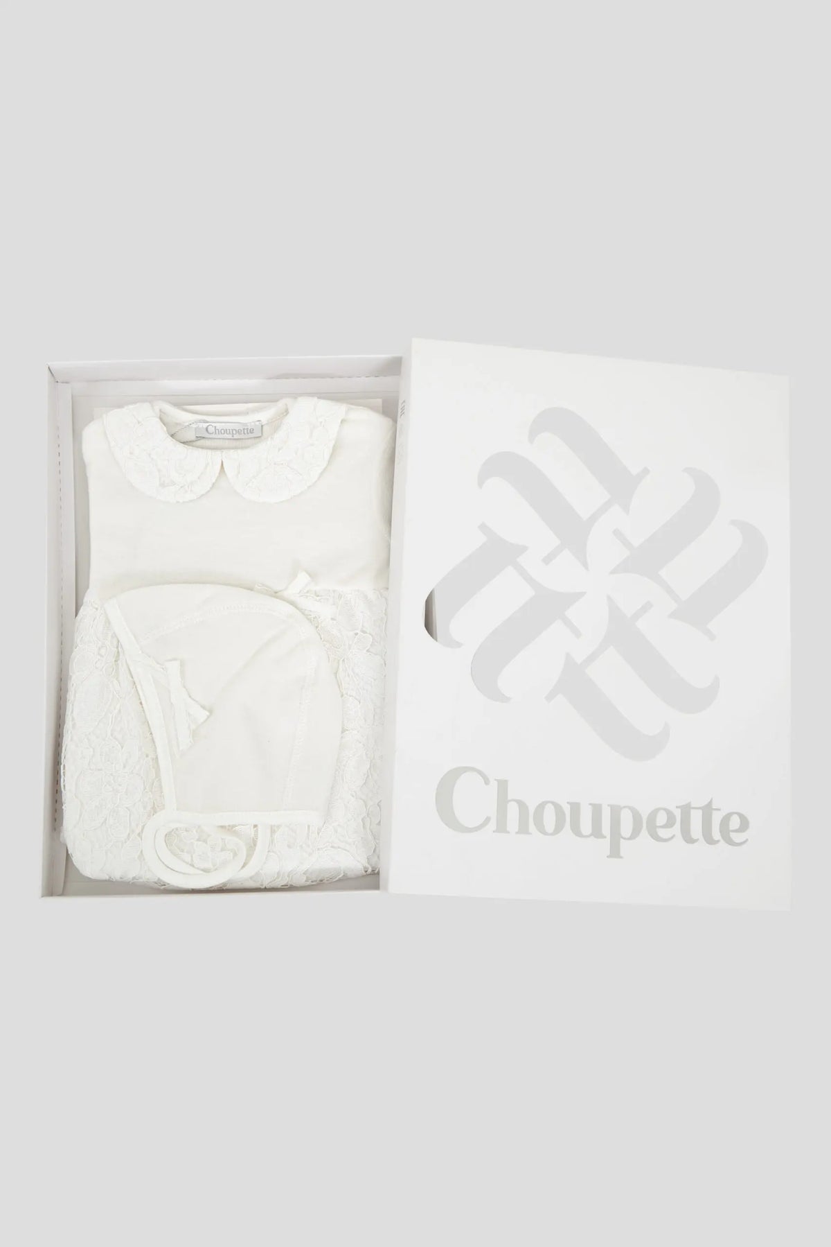 Gentle Lace Set "Ceremony" (overall and bonnet)born baby girl