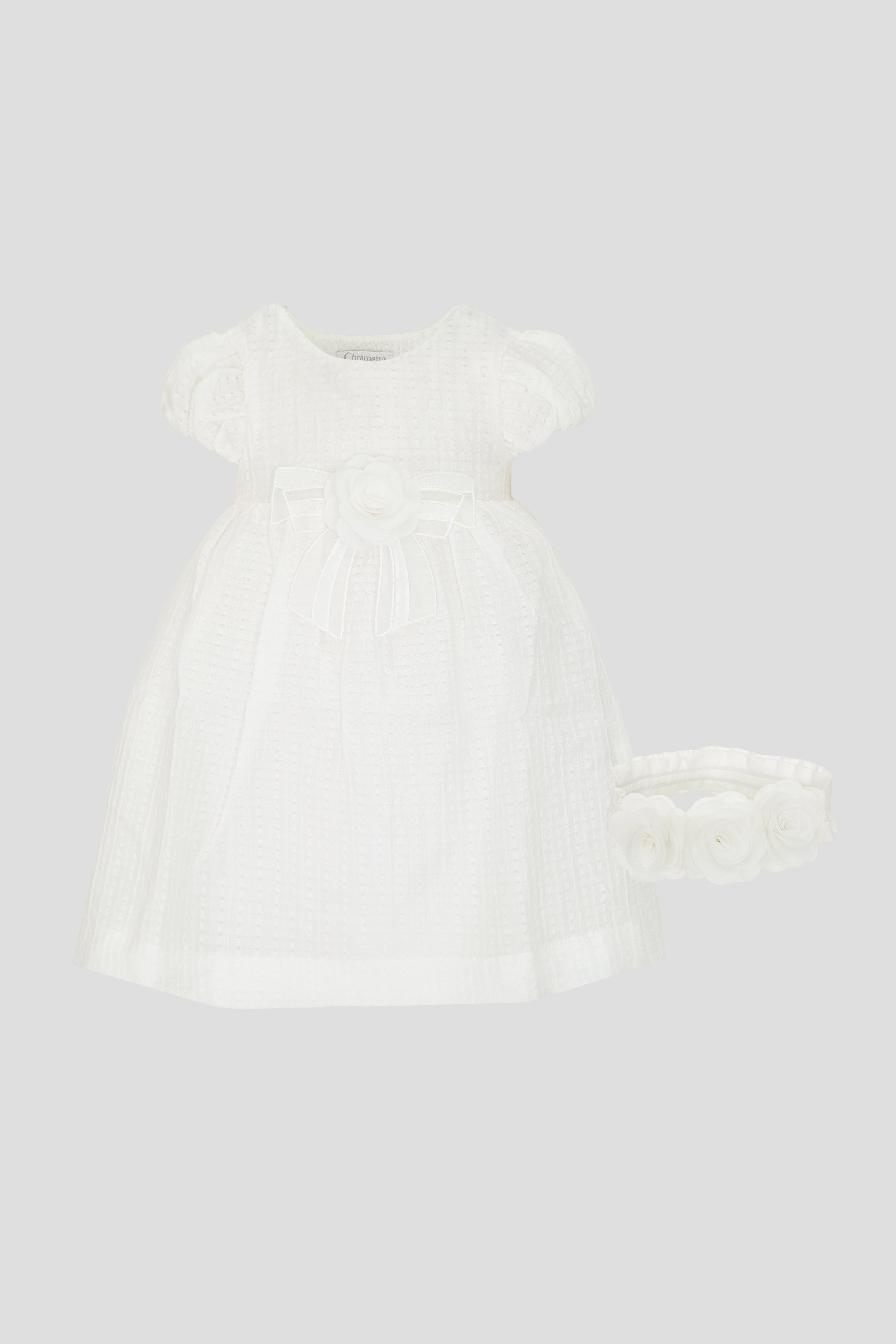 Elegant Dress Set with 3D Flower Headband