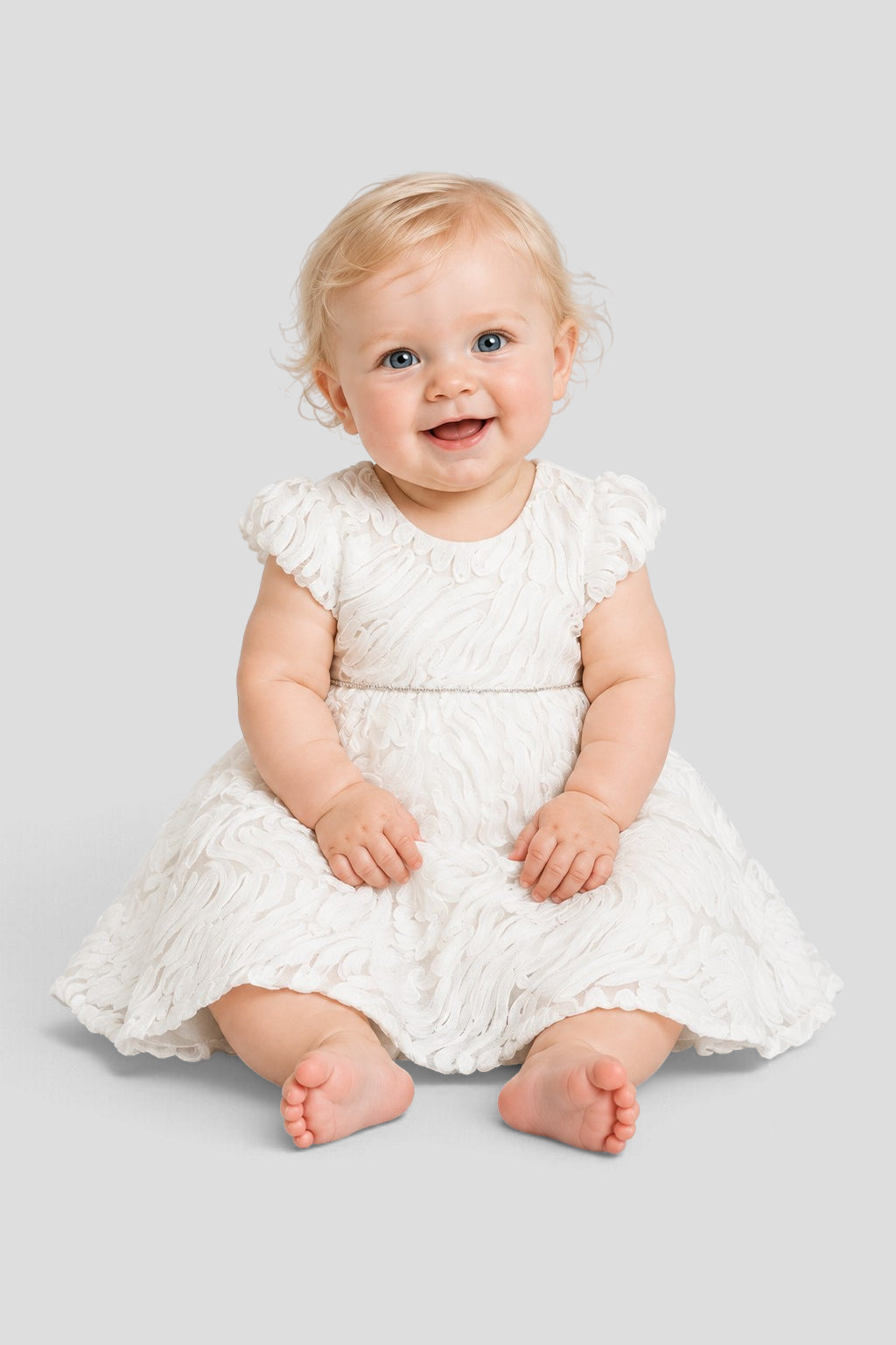 Elegant Dress with Puffed Sleeves for Baby Girl