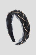 Braided Black Headband with Crystals