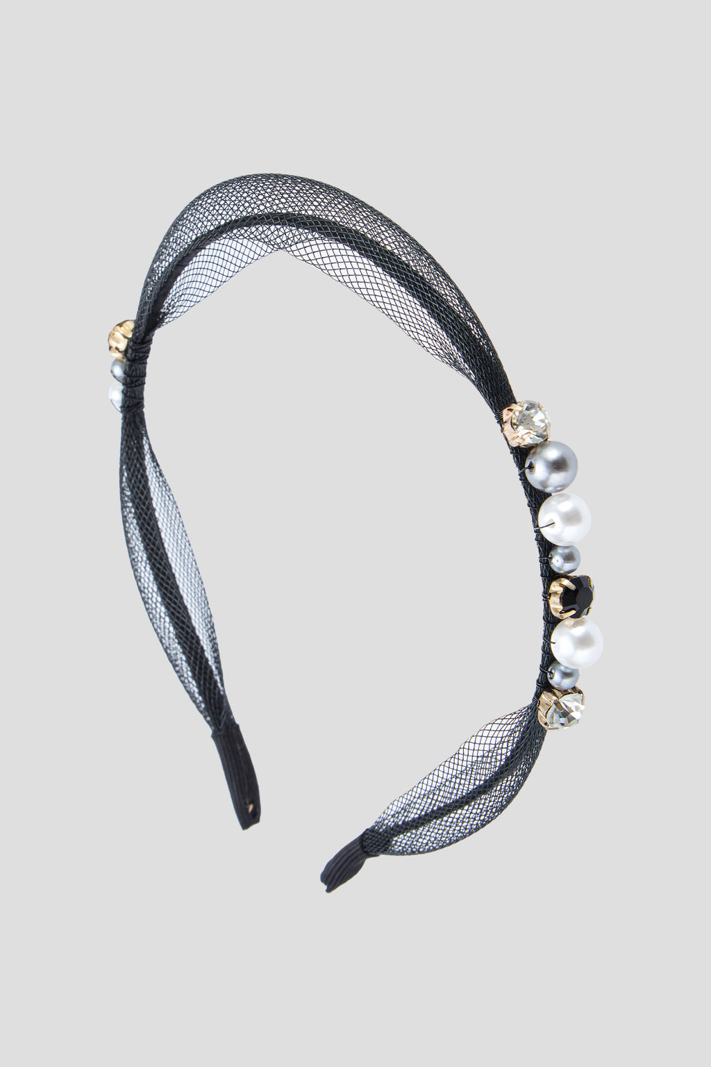Headband "Veil" with Crystals and Pearls