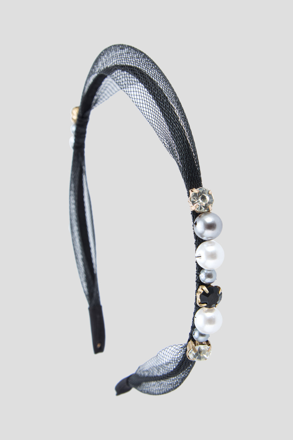Headband "Veil" with Crystals and Pearls