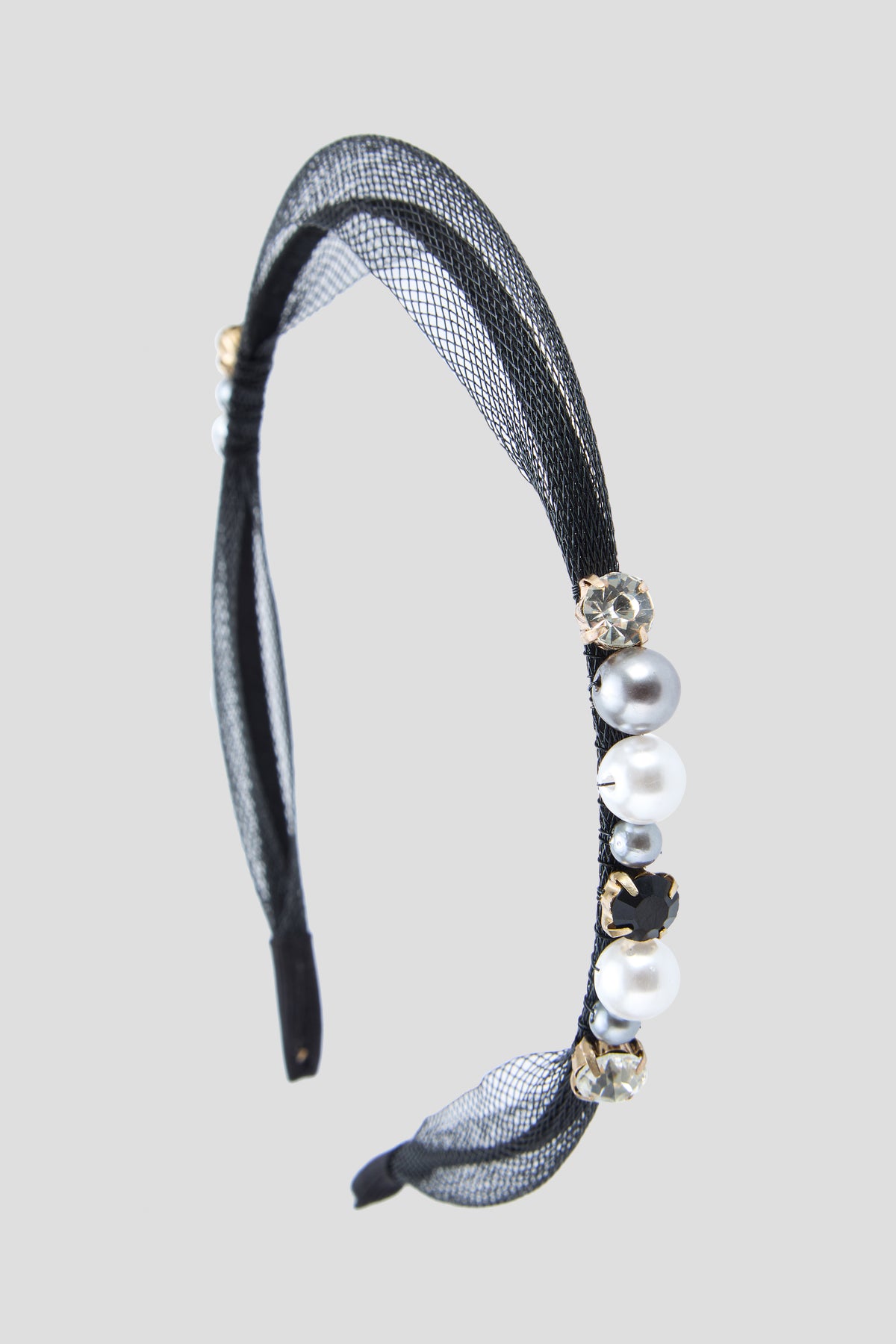 Headband "Veil" with Crystals and Pearls