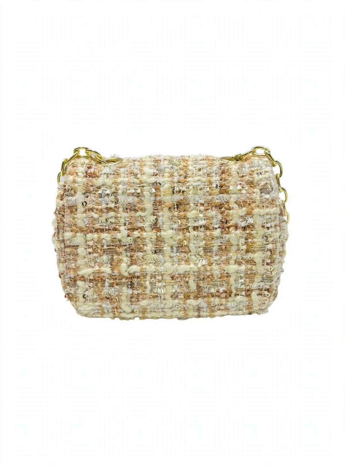 Golden Little Tweed Bag with Chain