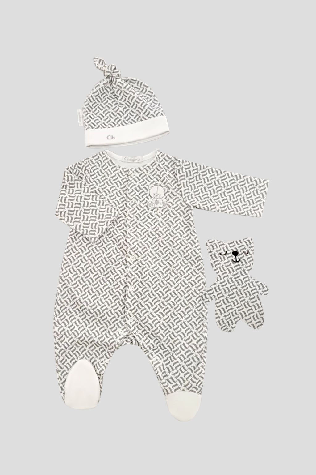 Unisex Smart Gift Set (overall, hat and souvenir "Bear") for Newborn
