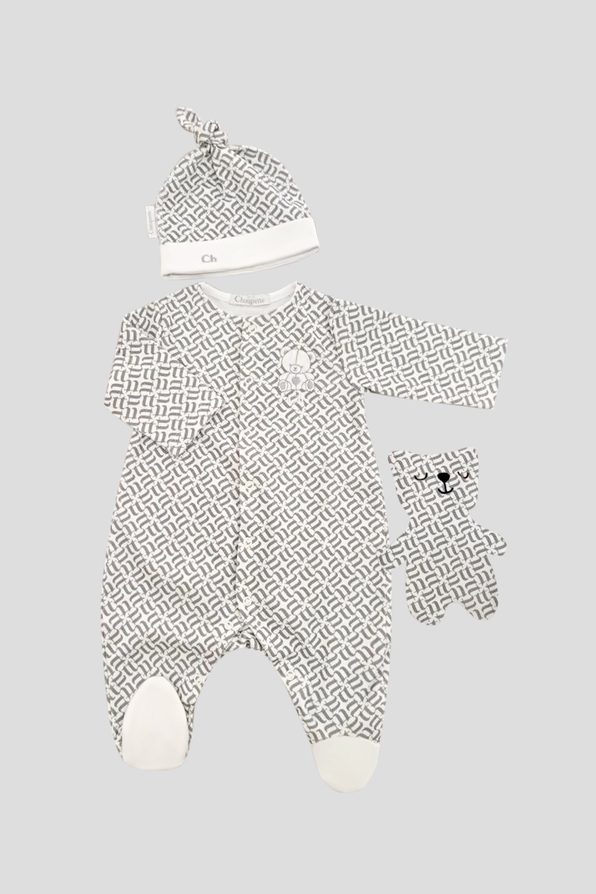 Unisex Smart Gift Set (overall, hat and souvenir "Bear") for Newborn