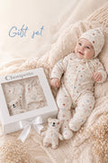 Newborn Cotton Gift Set (overall, hat and toy Bear)