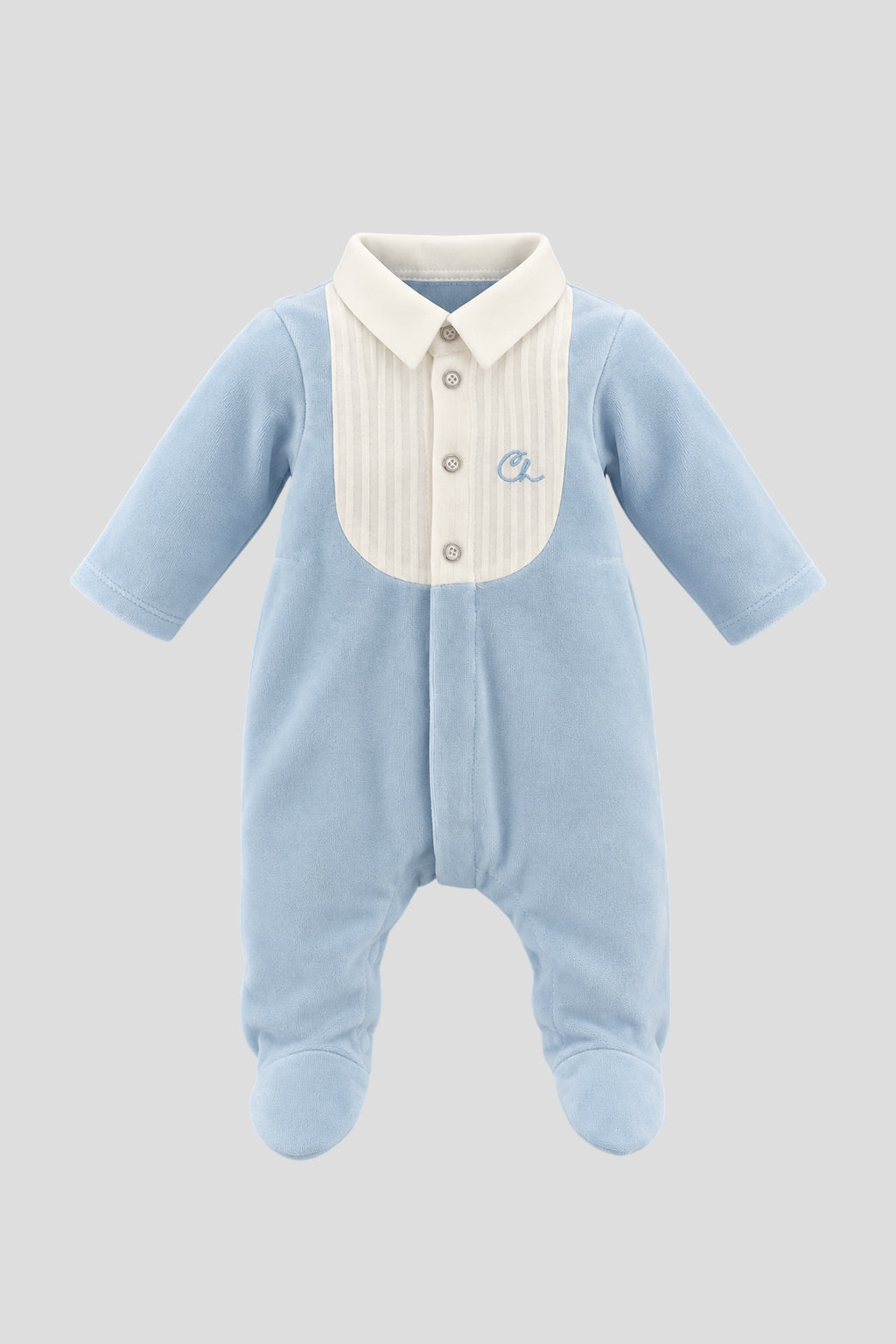 Velour Smart Jumpsuit Set (jumpsuit and bonnet) for baby boy