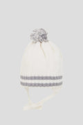 Ecru and Grey Knitted Hat