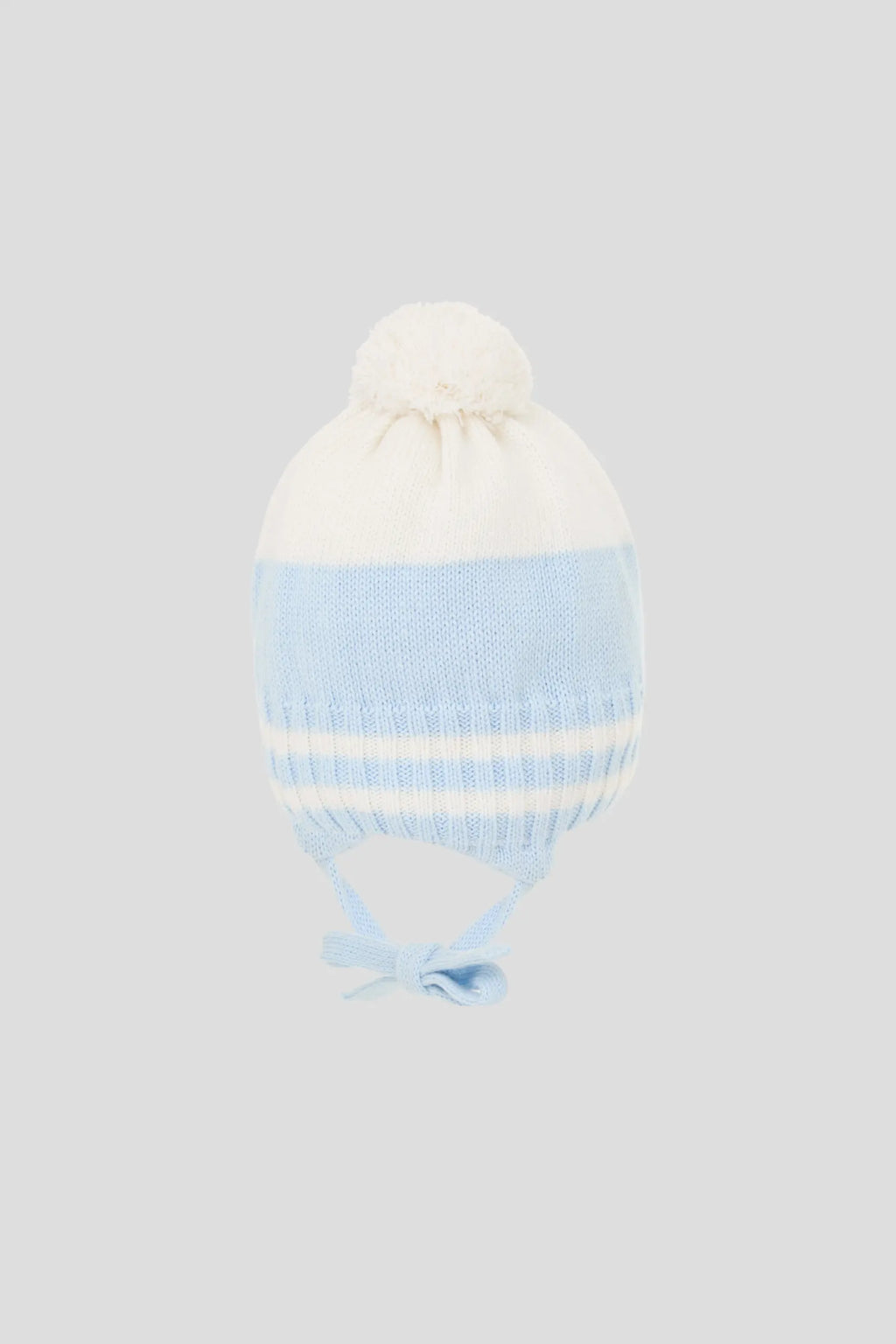 Knitted Hat with Pompom and strings for baby