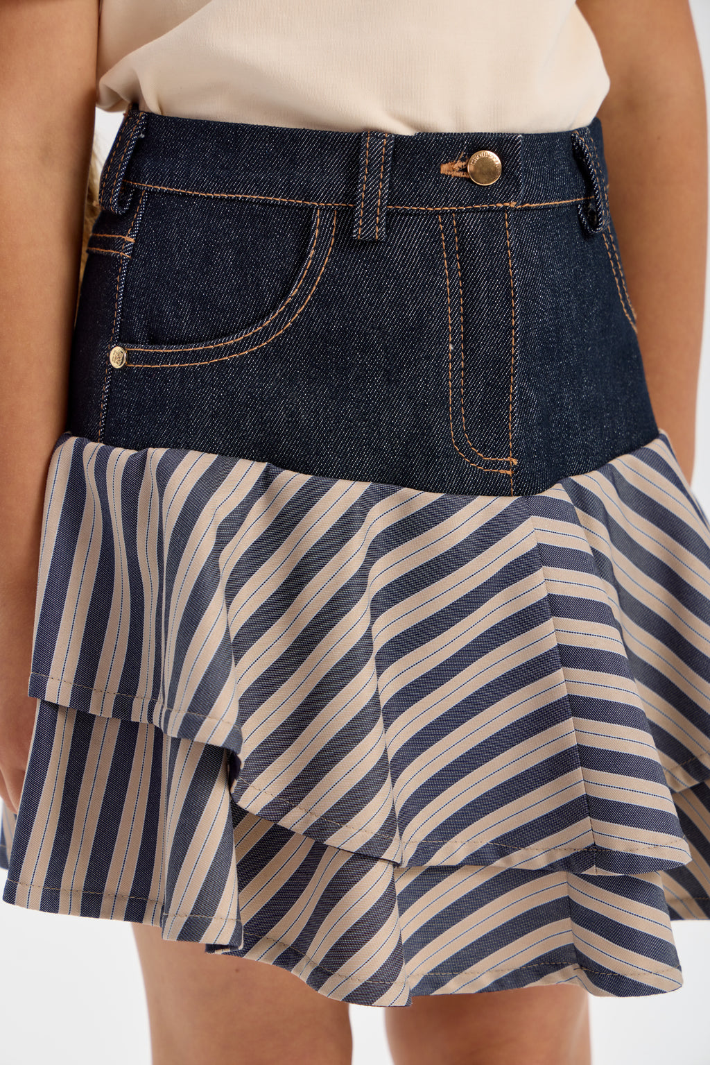 Denim Designer Stripe Skirt for girls