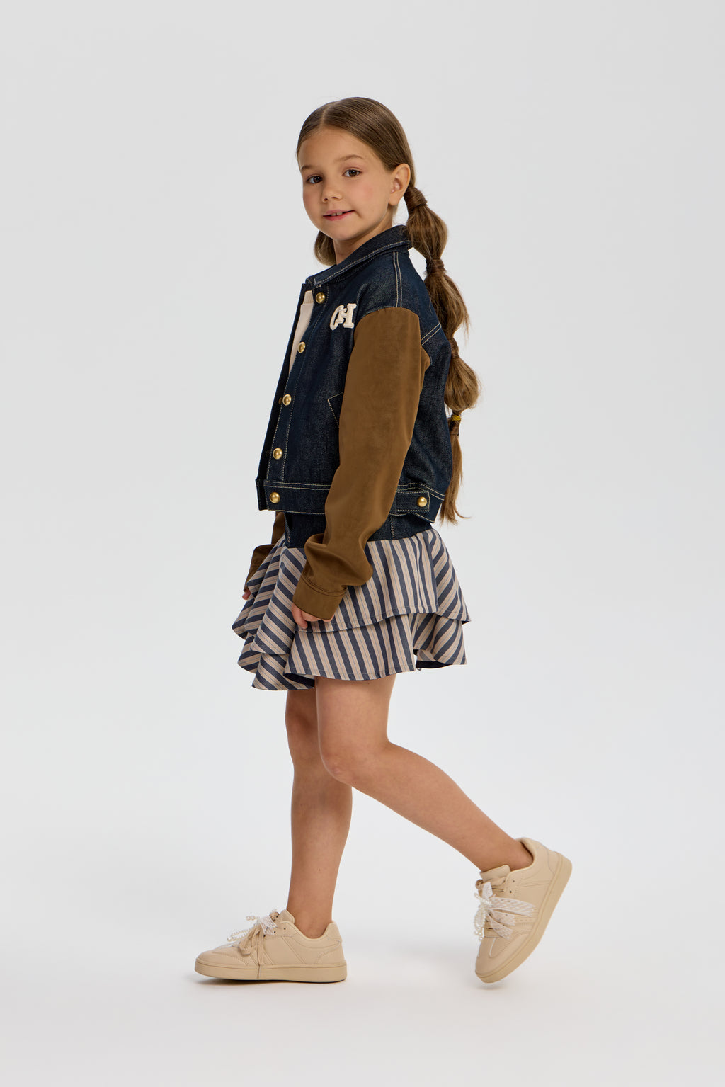 Denim Designer Stripe Skirt for girls